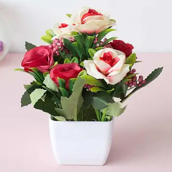 Dirbtinių Gėlių Vazoninių Europos Stiliaus Arbata, Rožių Dirbtinių Gėlių Puodą Bonsai Plastik Niekada Išnyks Namų, Sodų Papuošalus