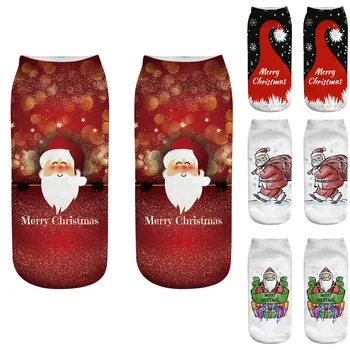 Santa Claus Spaudinių Kojinės Moterų Mados trimatis Spausdinti Kojinės Gatvės Stiliaus Kalėdų neslidžia Rankena, Grindų Kojinių
