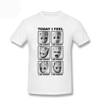 Vyriški Juodos Šiandien Jaučiuosi Groot Marškinėliai, Print T Shirts Pora Viršų Tees Drabužius Geek Hip-Hop Užsakymą Camisetas Plius Dydis 3XL