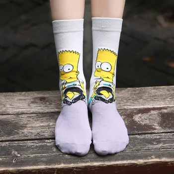 2021 nauja Asmenybė, naujas ir įdomus animacinių filmų Simpson kojinės moterims, vyrams laimingas kojinės Harajuku hip-hop šukuotos medvilnės Sokken