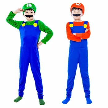 Vaikai Cosplay Super Kostiumai Broliai Luigi Bros Santechnikas Fancy Dress Up Šalies Kostiumų Mielas Vaikai, Berniukas ir mergaitė Helovinas Dovana