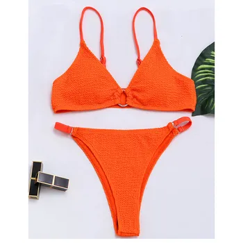Riseado Briaunoti Bikini Seksualus moteriški maudymosi kostiumėlis su Push Up maudymosi Kostiumėliai, 2022 Žiedas Susiję Paplūdimio Moterų Diržas Brazilijos Biquini Rinkinys