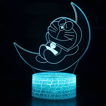 Mėnulis Doraemon Tema Anime Akrilo 3D LED Lempos Naktį Šviesos 7/16 Spalva Keisti Touch Nuotaika Lempos Kalėdinių Dropshippping