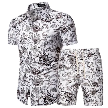 2020 metų Vasaros Nauji vyriški Drabužiai Trumpas rankovėmis Atspausdintas Marškinėliai Šortai 2 Gabalas Vyrų Mados Atsitiktinis Paplūdimio Dėvėti Drabužiai