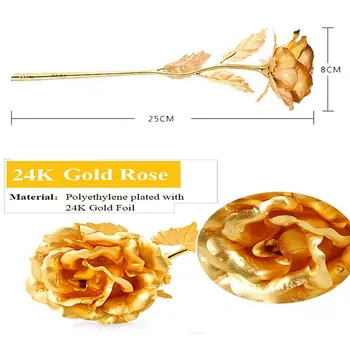 50pcs/daug 24k Aukso Folija Padengta Rožių Vestuvių Golden Rose Gold Artimųjų 24k Aukso Rožių dirbtinių gėlių didmeninė Asmeninį