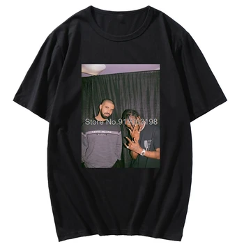 Drake Ir Scott Travis Retro Stiliaus marškinėliai trumpomis Rankovėmis Vyrų Punk Reperis Marškinėlius Pavasario Vasaros Grynos Medvilnės ES Dydžio Marškinėlius