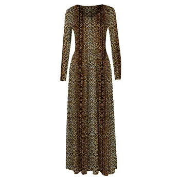 Moterų Atsitiktinis 2021 Midi Suknelė ilgomis Rankovėmis Prarasti Suknelės Rudenį, Leopardas spausdinimui O Kaklo Kišenėje Motinystės Vintage Drabužių Vestido #t3g