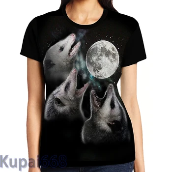 Juokinga Grafinis spausdinti marškinėliai vyrams Viršūnes tees 3 Opossum Mėnulis moterų Marškinėliai trumpomis Rankovėmis Atsitiktinis tshirts
