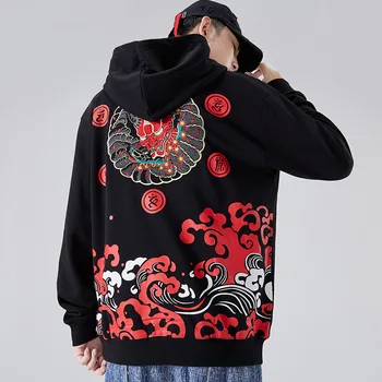 Rudenį ir žiemą, naujas stilius, Japonų banga prekės Harajuku stilius jaunimo hip-hop prarasti didelio dydžio megztinis hoodie striukė vyrams