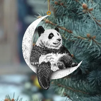 Kūrybos Šuo Kalėdų Papuošalai Gyvūnų Sėdi Ant Mėnulio Kalėdų Medžio Pakabukas Medienos Kalėdų Dekoracijas Namų Dekoro Naujųjų Metų