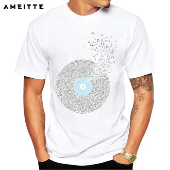 Kūrybos Vinilo Įrašo T-Shirt žmonių klausytis įrašo atspausdintas Trumpas Rankovėmis Tee Marškinėliai vyriški Hipster Cool DJ Muzika T Marškinėliai Topai