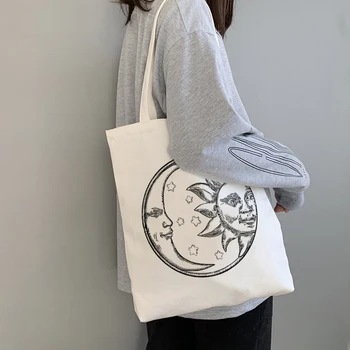 Ins Derliaus mitinis saulės animacinių filmų shopper bag in didelės talpos drobė maišelis kolegijos mielas naujų Ulzzang velnias moterų pečių krepšiai