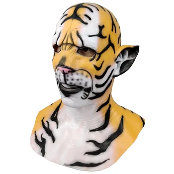 Tiger Mask Latekso Belial Galvos Apdangalai Kaukės Geltona Balta Tigrai Gyvūnų Helovinas Šalis Cosplay Rekvizitai Graži Dovana