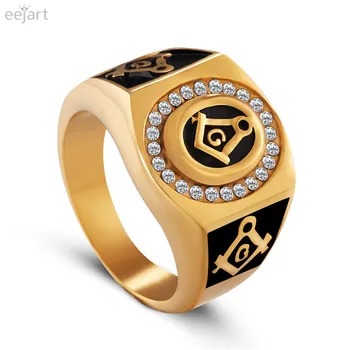 Nerūdijančio Plieno Freemason Žiedas Didmeninė Žiedas Vyrams Masonų Aukso Žiedas