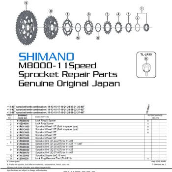 SHIMANO M8000 11 Greitis Kasetės Žvaigždutę Originalus Japonijos Remontas, Dalys, Singel Gabalas 11T 13T 15T 17T 19T M7000 HG700 HG800
