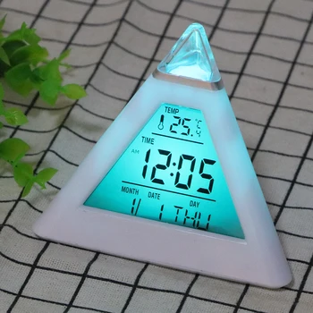 Naujas Skaitmeninis Laikrodis Termometras Apšvietimas Pakeisti Laikrodį, Amžiną Kalendorių Spalvinga Kūgio, Piramidės Stiliaus Namų Puošybai Atsitiktinis