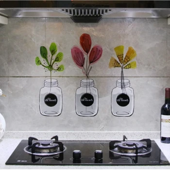 Lipni virtuvės tapetai aliuminio folija, virtuvėje ir spinta lipdukai, naftos įrodymas vandeniui animacinių filmų siena lipdukas