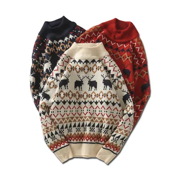 Japonijos retro stiliaus porų megztiniai megztinis megztinis vyrų korėjos žiemos porų Kalėdų pusė golfo Laisvalaikio megztiniai