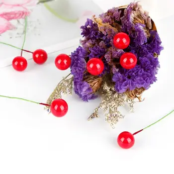 100vnt Mini Uogos Plastiko Netikras Vaisius Mažųjų Dirbtinių Perlų Gėlių Stamens Vyšnių Vestuvių 