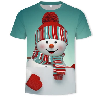 2021 Kalėdų 3D atspausdintas mados vyriški trumpomis rankovėmis T-shirt lauko atsitiktinis palaidų vyriški T-shirt